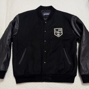 LA Loving Kings 50th Anniversary Patch Black Wool Leather Jacket Men’s Size XL